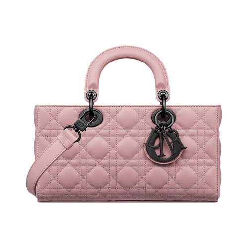 DIOR/迪奥 23新款 LADY D-JOY系列 女士复古粉色小羊皮配钌饰面金属吊饰调节拆卸皮革链条肩带单肩斜挎手提包M0540BNGE_M77P