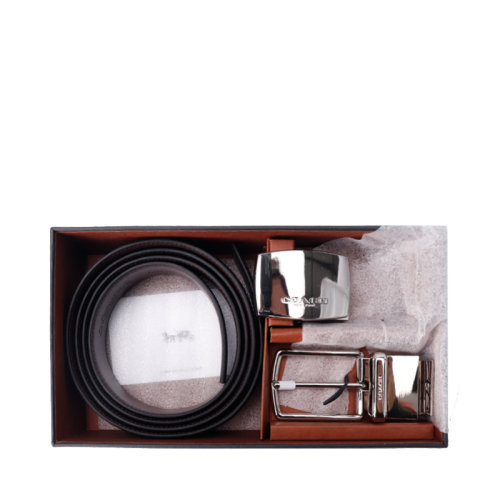 Coach/蔻驰 男士时尚高端礼盒款双面腰带套装 针扣板扣腰带F65185