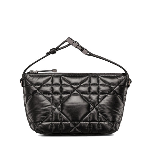 DIOR/迪奥 22春夏新款DIORTRAVEL NOMAD系列 女士小号黑色超大藤格纹牛皮革拉链开合手提手拿包S5553BMIG_M900