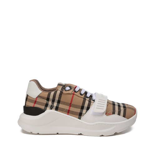 BURBERRY/博柏利 男款织物配皮系带休闲运动鞋典藏米色Vintage格纹 80485771
