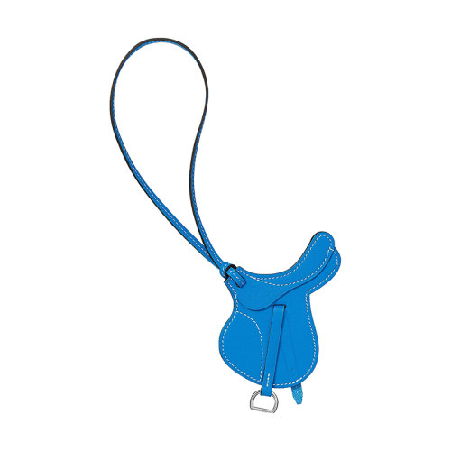 HERMES/爱马仕 女士桑给巴尔蓝色小牛皮马鞍包包配件H063611CAB3