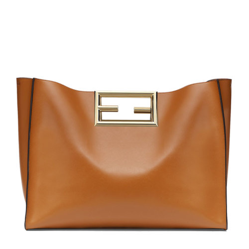 FENDI/芬迪 FENDI WAY大号手袋 棕色皮革手袋小牛皮8BH392AAIW