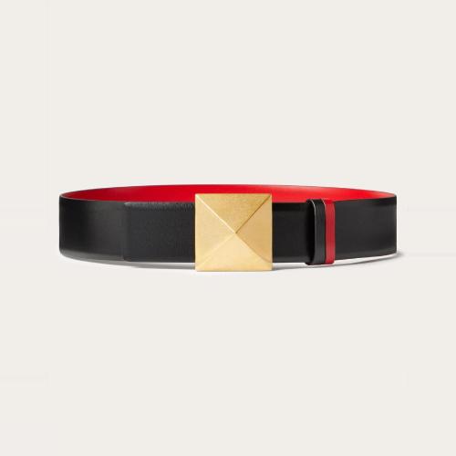  VALENTINO华伦天奴 22年秋冬 女士 腰带 CEINTURE ONE STUD RéVERSIBLE EN VEAU BRILLANT. HA