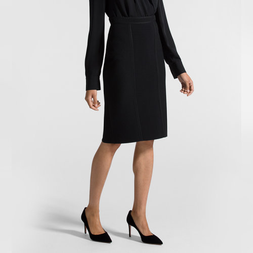 St.John/盛蔷时尚斜纹针织修身拼接女士半身裙K72X001