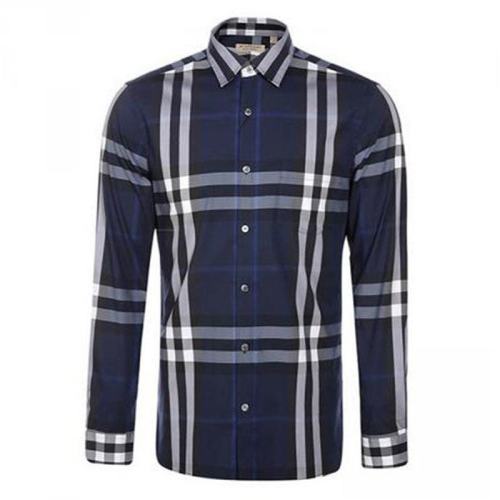  BURBERRY/博柏利 男士藏蓝色长袖粗格衬衫 40234821 PLFSX