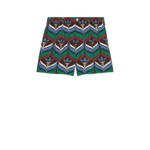 GUCCI古驰 22年秋冬 男士 adidas x Gucci联名系列Trefoil印花短裤 702439 ZAJOV 2054