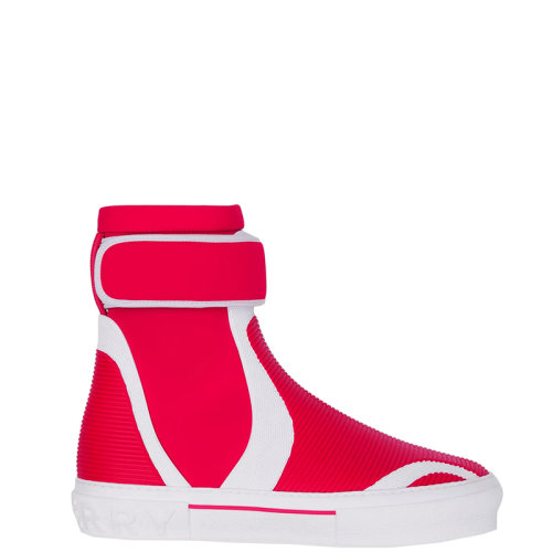 BURBERRY/博柏利 22年春夏新款 男士亮红色/白色技术弹性尼龙面料高帮运动鞋80523371