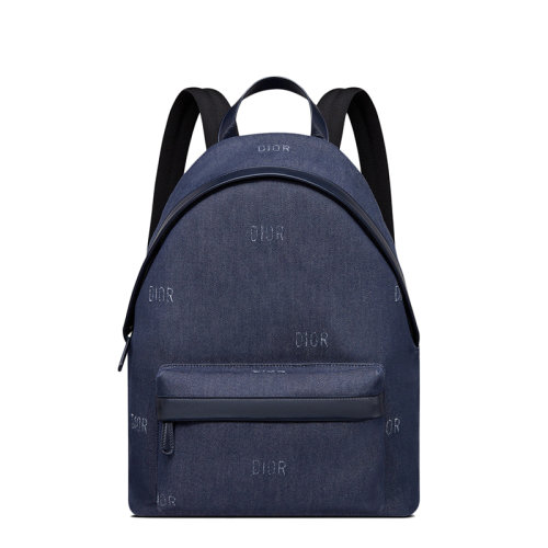 DIOR/迪奥    儿童款海军蓝色棉质针刺牛仔面料背包双肩包M1523RJBB_M527