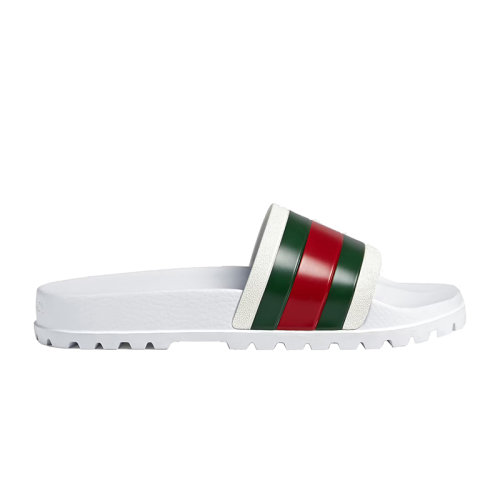 GUCCI/古驰 22秋冬新款 男士白色橡胶饰红绿条纹织带拖鞋429469GIB109079