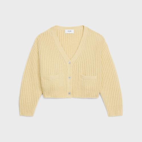  CELINE赛琳思琳 22年秋冬 女士 针织衫 桑蚕丝和山羊绒罗纹开衫 2A49X266R.11PY