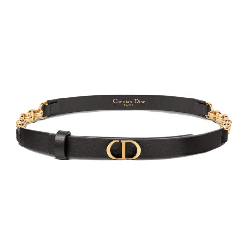 DIOR/迪奥 22年春夏新款 女士黑色光滑小牛皮和闪亮的金色金属CD扣腰带15毫米B0258UVWV_M900