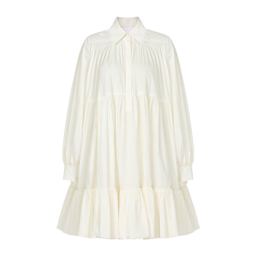 Valentino/华伦天奴 奶白色 女士通体设计感褶皱衬衫式连衣裙【RUNWAY SS20】 TB0VASE05J1A03 2020年春夏