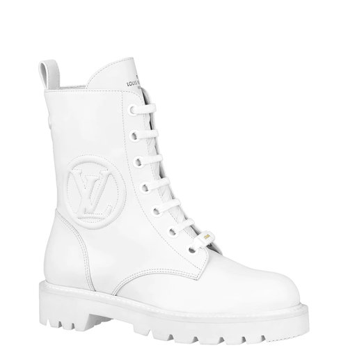 Louis Vuitton/路易威登 22年早春新款 TERRITORY系列 女士白色小牛皮浸漆效果马丁靴中筒靴1A94Q5