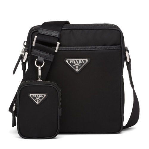 PRADA/普拉达 男士黑色再生尼龙和皮革单肩包男包 2VH112-2DMH-F0002-V-WOO(99新未使用)