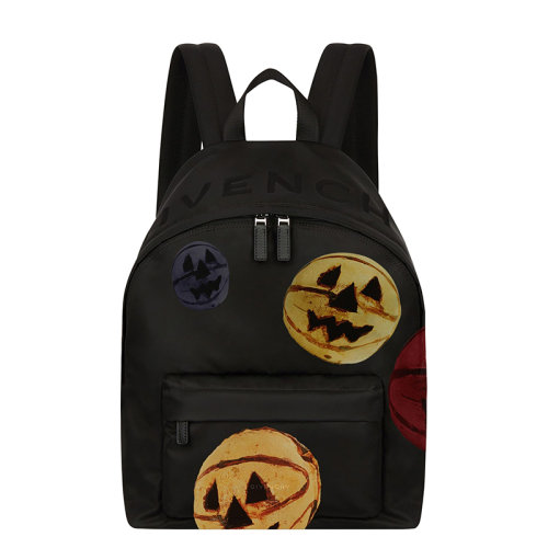 Givenchy/纪梵希 2022年新款Essentiel U系列 男女通用黑色尼龙Josh Smith联名陶瓷印花背包双肩包BK508HK1K1-001