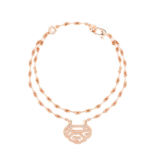 QEELIN/麒麟珠宝 YU YI系列 小号18K金玫瑰金镶钻如意手链YY-030-BLL-RGD