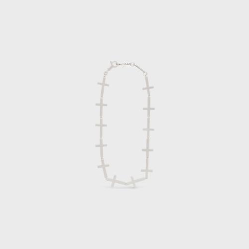 CELINE赛琳思琳 22年秋冬 男士 手镯 CELINE CROSS铑银色饰面黄铜多十字架手链 460FA6BRA.36SI