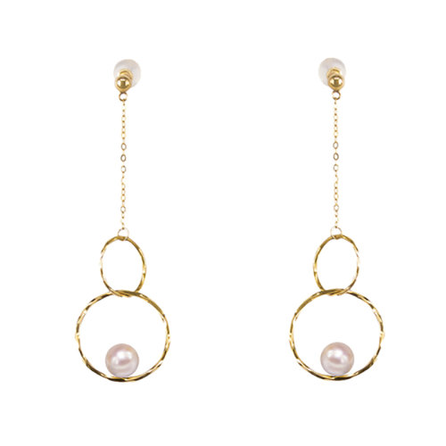 zhuella/珠艾乐 永恒无限系列 日本akoya海水珠18k金无限符号耳环