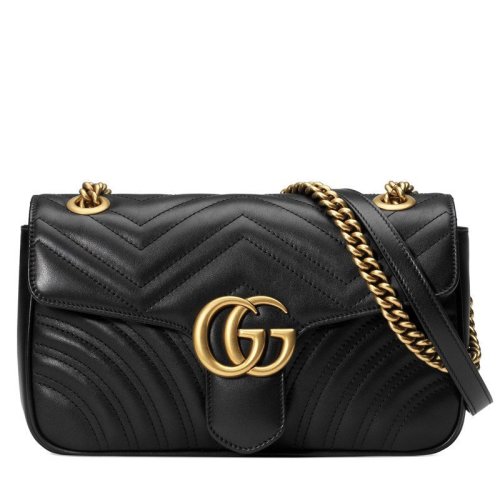 GUCCI/古驰 小号GGMarmont 女士波浪纹金属扣链条单肩斜挎包 443497 DTDIT 1000