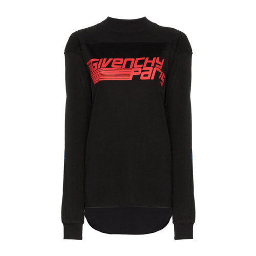 Givenchy/纪梵希  女装 服装 黑色粗胶纤维棉质混纺字母印花长袖经典logo款圆领套头衫女卫衣