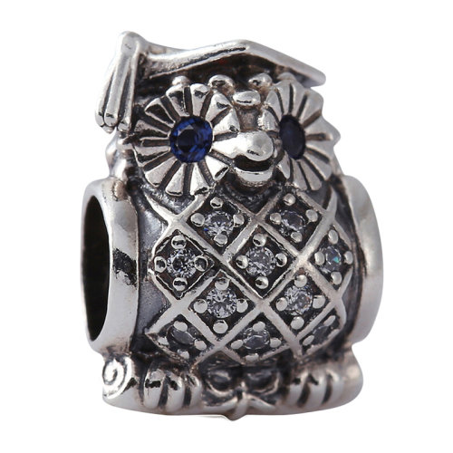 PANDORA/潘多拉 女士银色拼蓝色925银学士猫头鹰DIY手链珠子串饰串珠 791502NSB