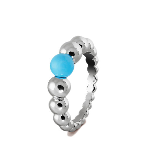 Van Cleef & Arpels/梵克雅宝 经典Perlée couleurs variation系列 18K金白金圆形绿松石戒指指环VCARO63G00