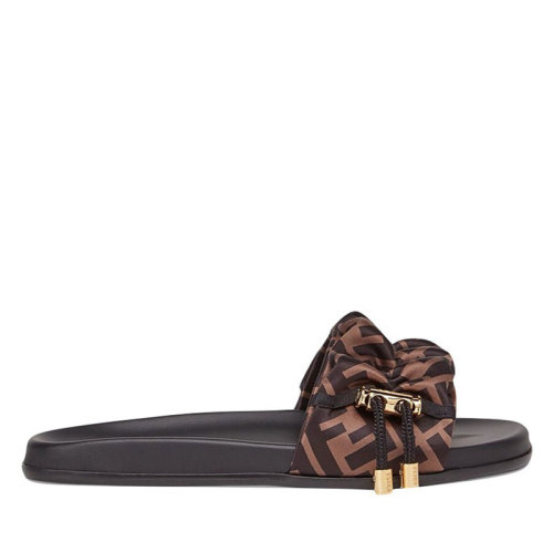 FENDI/芬迪 女鞋 时尚百搭 女士 黑棕色一字凉拖 8X8142AE7SF0R7V