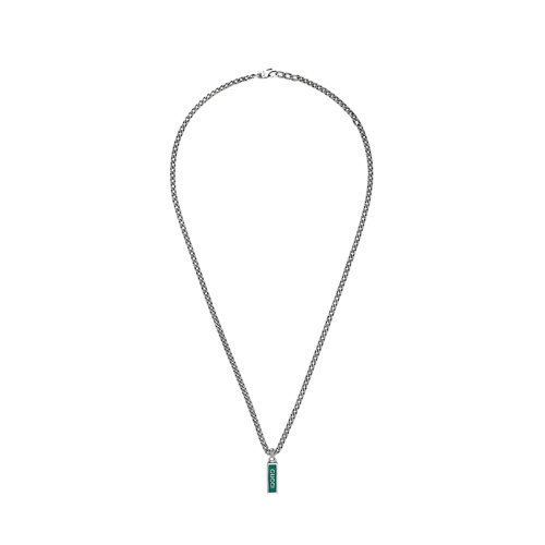 GUCCI/古驰 22春夏新款 925纯银孔雀绿珐琅马衔索链徽标长方形吊坠678714J84108183