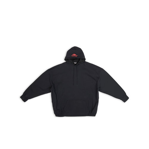 Balenciaga/巴黎世家 22年秋冬新款 男士黑色帽头饰有印花图案抓绒连帽卫衣697971TMVA61076