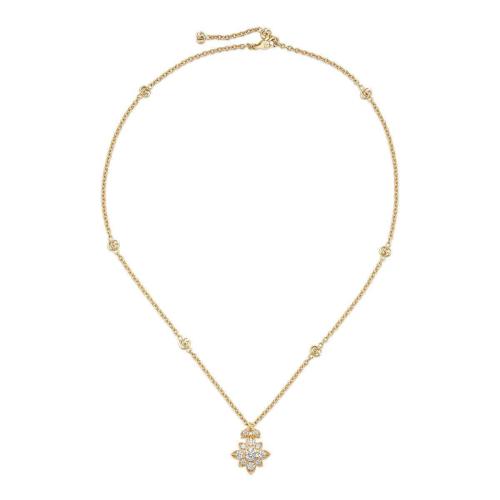 GUCCI古驰 22年秋冬 女士 Flora系列饰双G 18K黄金项链 703649 J8540 8000