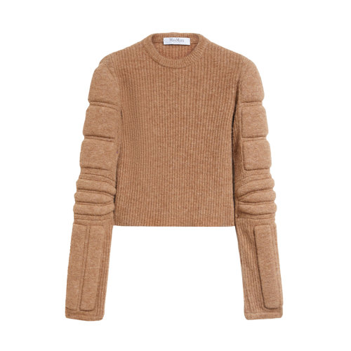 MaxMara/麦丝玛拉 22年秋冬新款 SMIRNE系列 女士驼色马海毛混纺圆领针织衫毛衣1366172606003