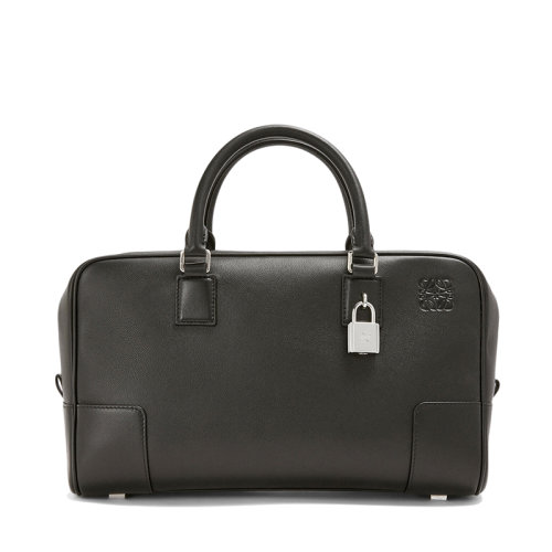 LOEWE/罗意威 22春夏新款Amazona 28系列 女士黑色纳帕小牛皮银色挂锁装饰单肩斜挎手提包0010640811