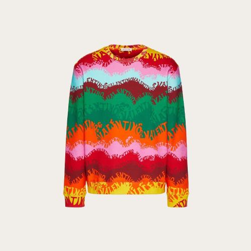  VALENTINO华伦天奴 22年秋冬 男士 长袖T恤 SWEAT-SHIRT RAS-DU-COU EN COTON a IMPRIMé VALE