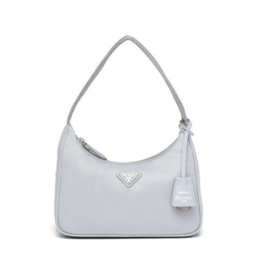 PRADA/普拉达 经典款Re-Edition 2000 系列 女士迷你矢车菊蓝尼龙饰可拆卸徽标吊饰手提腋下hobo包1NE515_RDH0_F0591