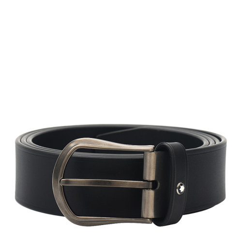 MontBlanc/万宝龙 男士黑色哑光镀钌针式带扣牛皮商务休闲皮带腰带 118451