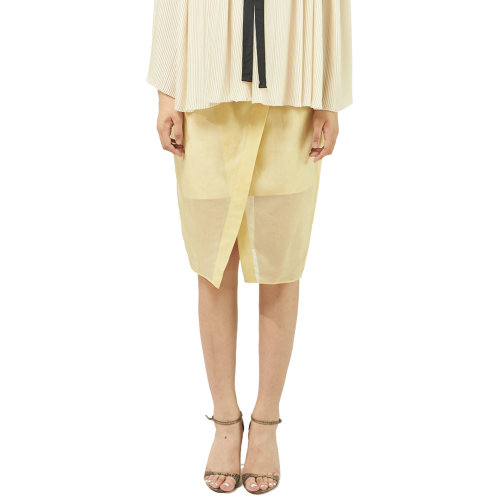 nisiss/怡夕拼接腰头交叠包裹半裙女士半身裙