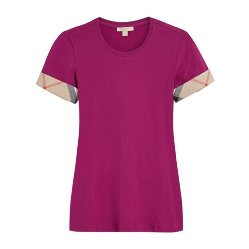 BURBERRY/博柏利 女装 服饰 时尚休闲 紫色 经典格纹半袖上衣 女士短袖T恤 3968495