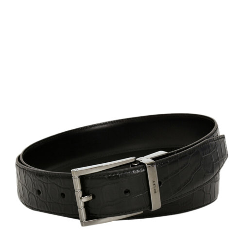 BALLY/巴利 男士经典黑色皮革商务休闲针扣式腰带皮带 6223978