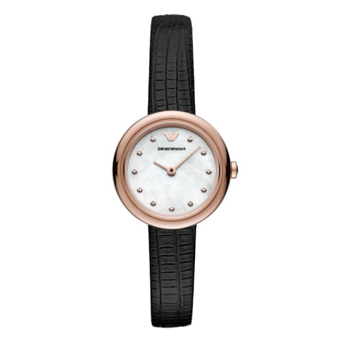 Emporio Armani/安普里奥阿玛尼 皮革表带 轻奢贝母欧美表镶钻石英女士腕表 生日礼物送女友 AR11459