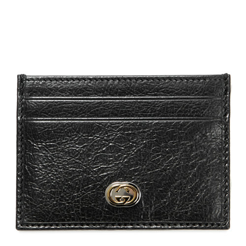 GUCCI/古驰  男士黑色牛皮经典双G徽标零钱包 卡片夹