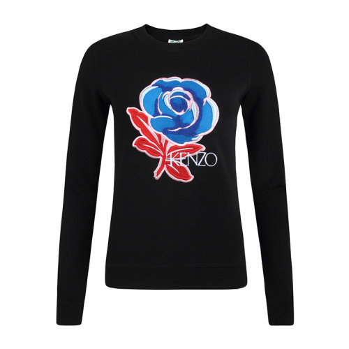 KENZO/高田贤三  凯卓女装 花卉图案装饰 女士黑色棉质时尚休闲圆领秋冬卫衣 F952SW776952.99