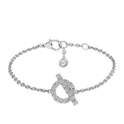 HERMES/爱马仕 经典Finesse系列 18K金白金镶钻棍状环形图案手链H219410B