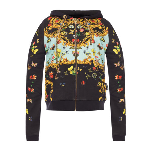 VERSACE JEANS/范思哲牛仔 女士拼色棉质印花装饰拉链开合长袖上衣外套连帽衫运动衫 B6HUA793-30213-899