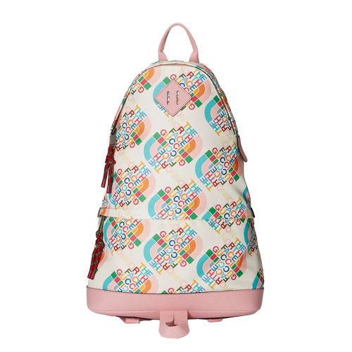 GUCCI/古驰 22新款北面联名系列 男士象牙白/粉色尼龙配皮主题系列印花拉链开合双肩背包650288UNHAN9169