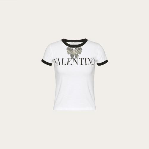  VALENTINO华伦天奴 22年秋冬 女士 短袖T恤 T-SHIRT BRODé EN JERSEY XB3MG16Z73Y857
