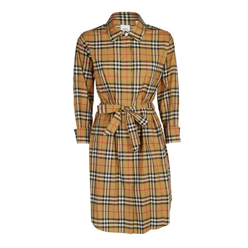 BURBERRY/博柏利  巴宝莉女装 时尚百搭 女士卡其色格纹棉质连衣裙 80139461