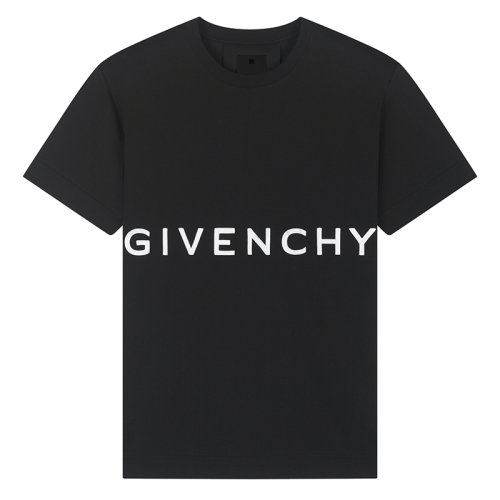 Givenchy/纪梵希 男士黑色超大版型4G LOGO刺绣棉质T恤BM71543Y6B-001