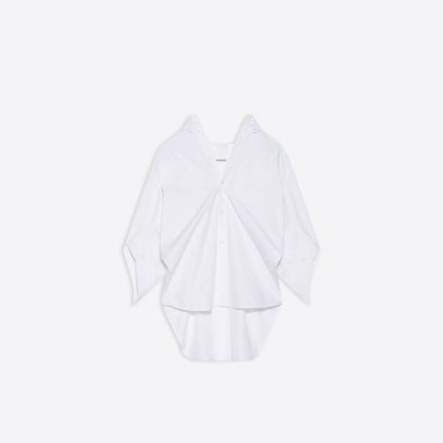  BALENCIAGA巴黎世家 22年秋冬 女士 长袖衬衫 Women's Swing Twi*w*sted Shirt in White 67166 预定商品1-3周发货
