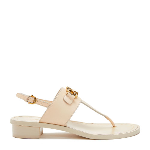 Salvatore Ferragamo/菲拉格慕 骨白色 女士GANCINI饰平底凉鞋 733438-01R300