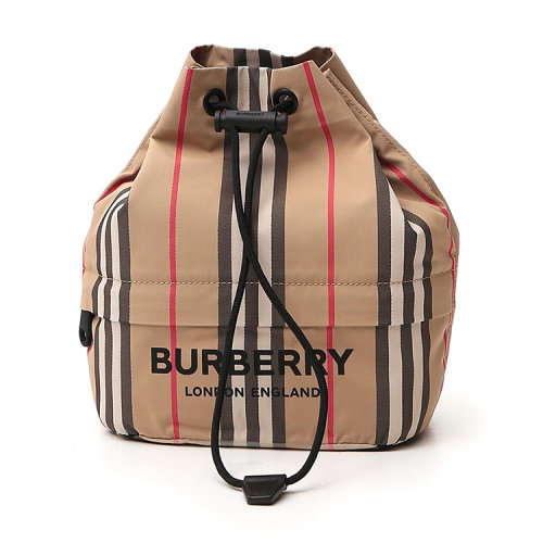 BURBERRY/博柏利 标志性条纹 ECONYL? 抽绳尼龙手提包   80267371